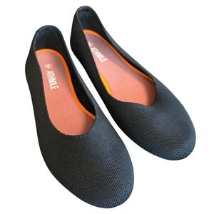Athmile Knit Ballet Flats Black Round Toe Slip On Comfort Shoes Women's Size 8